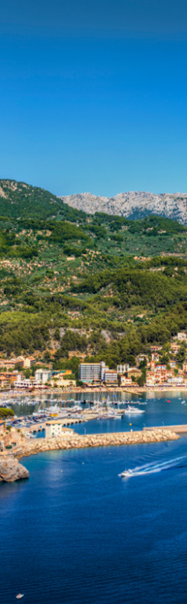 View of the Port of Sóller in Mallorca from Noname Restaurant